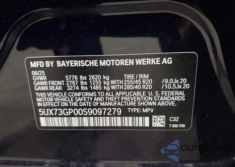 2025 BMW X3 M50 xDrive from USA, damaged, VIN 5UX73GP00S9097279